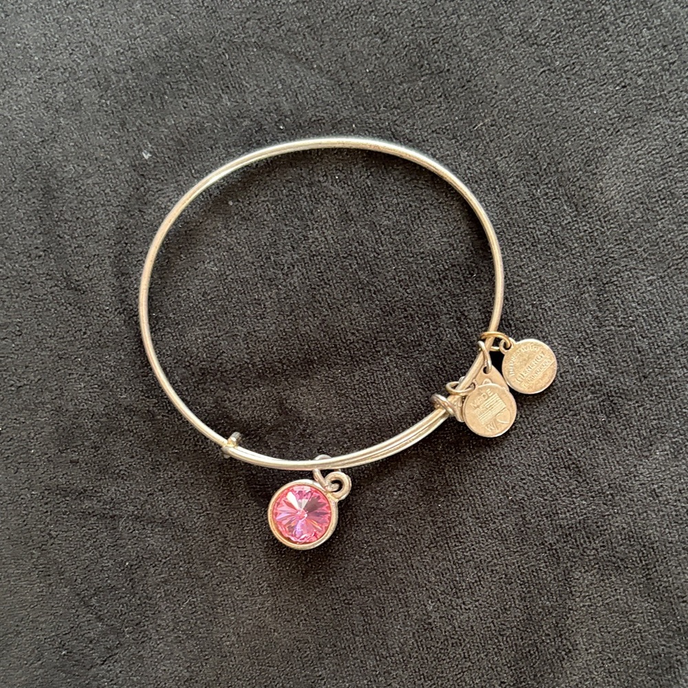 Alex and Ani Silver Bracelet with Pink Charm